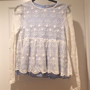 Long sleeve lace overlay shirt